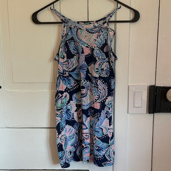 Lilly Pulitzer Other - Girls Lilly Pulitzer Navy Floral Print Dress with Pink & Light Blue Accents